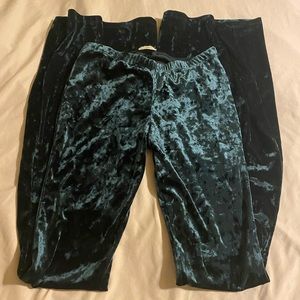 Three bird nest green velvet bell bottoms